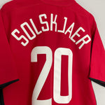 Shop 2002/04 MANCHESTER UNITED SOLSKJAER #20 HOME SHIRT (L) NIKE, classic football shirts, vintage football shirts & retro soccer jerseys at Cult Kits