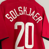 Shop 2002/04 MANCHESTER UNITED SOLSKJAER #20 HOME SHIRT (L) NIKE, classic football shirts, vintage football shirts & retro soccer jerseys at Cult Kits