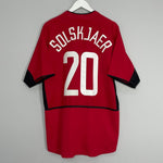 Shop 2002/04 MANCHESTER UNITED SOLSKJAER #20 HOME SHIRT (L) NIKE, classic football shirts, vintage football shirts & retro soccer jerseys at Cult Kits