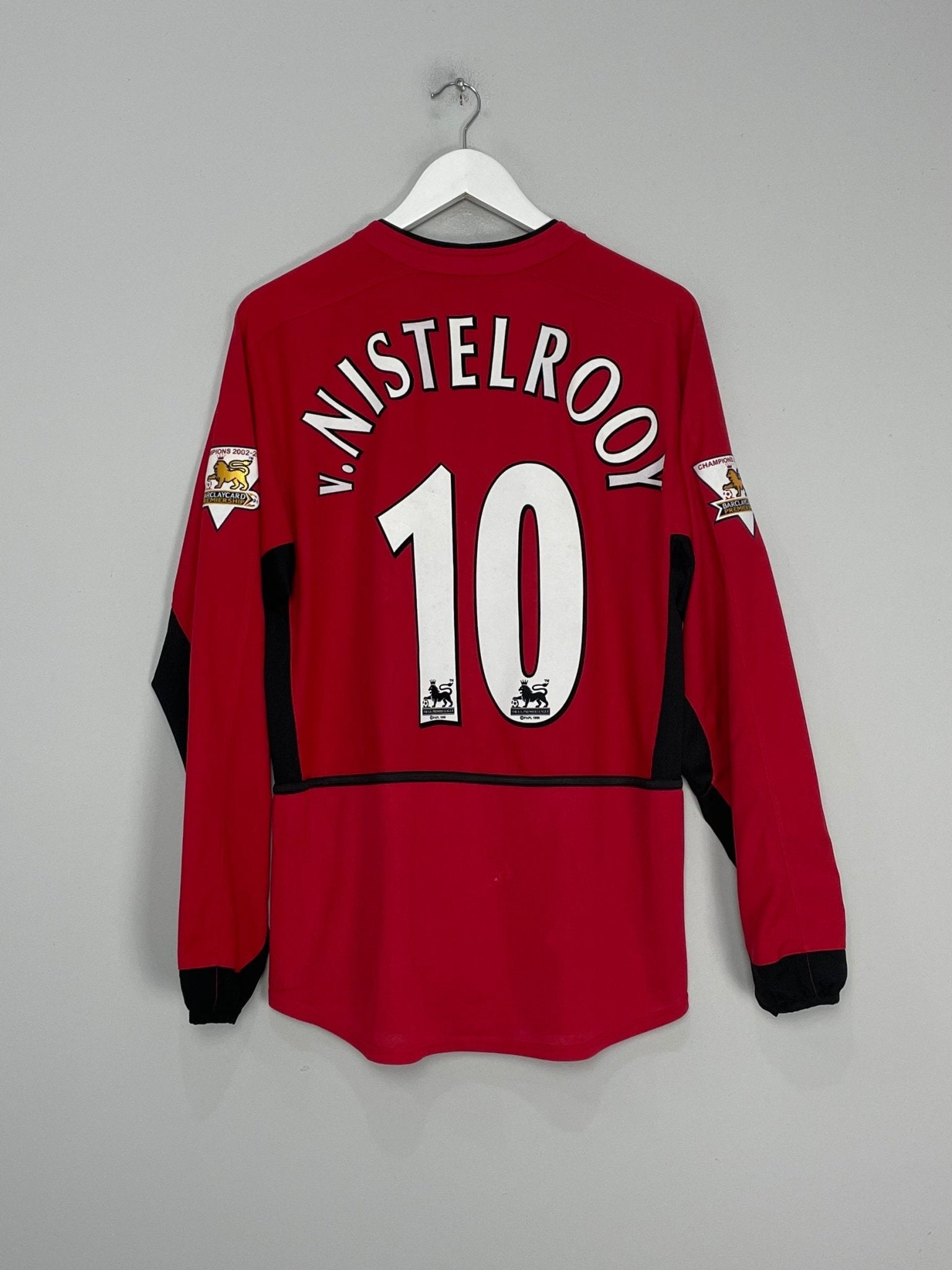 Shop 2002/04 MANCHESTER UNITED V.NISTELROOY #10 L/S HOME SHIRT (M) NIKE, classic football shirts, vintage football shirts & retro soccer jerseys at Cult Kits