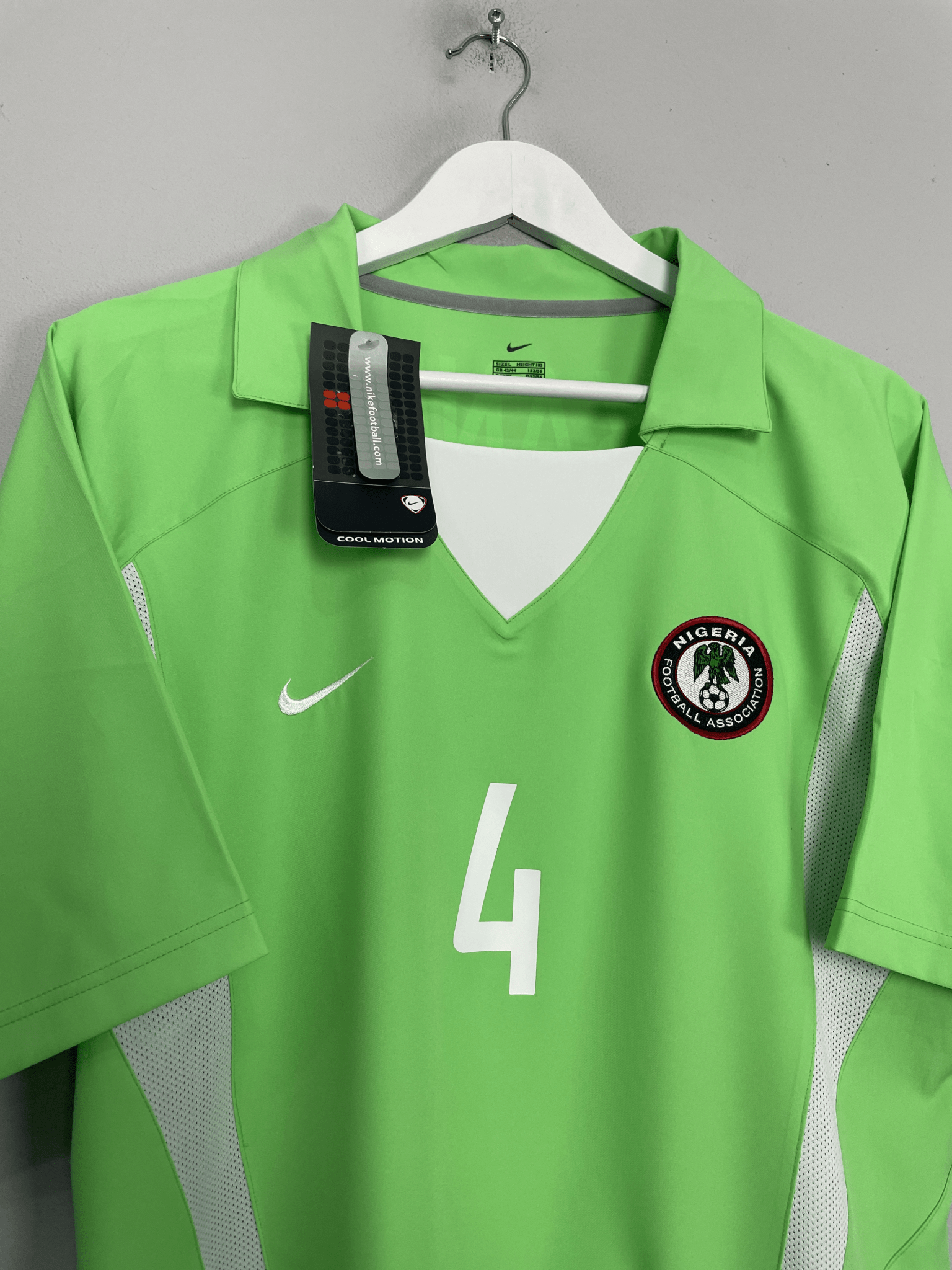 Shop 2002/04 NIGERIA KANU #4 *BNWT* HOME SHIRT (L) NIKE, classic football shirts, vintage football shirts & retro soccer jerseys at Cult Kits