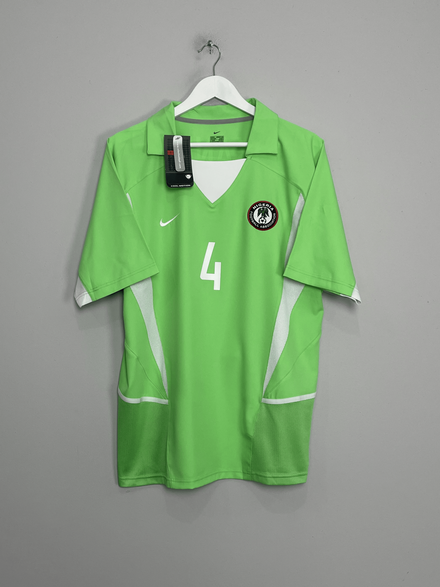 Shop 2002/04 NIGERIA KANU #4 *BNWT* HOME SHIRT (L) NIKE, classic football shirts, vintage football shirts & retro soccer jerseys at Cult Kits