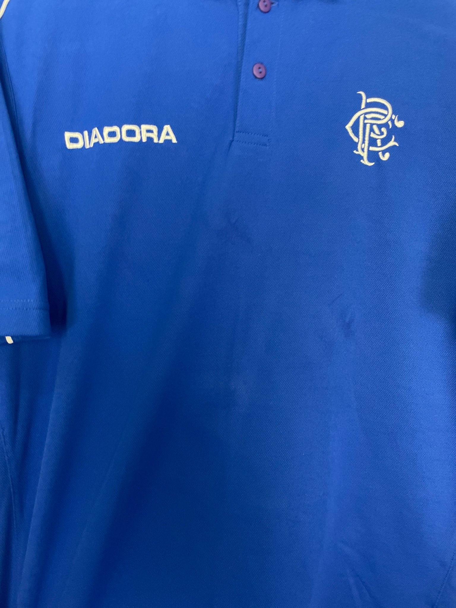 Shop 2002/04 RANGERS POLO SHIRT (M) DIADORA, classic football shirts, vintage football shirts & retro soccer jerseys at Cult Kits