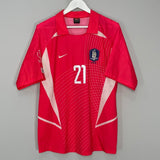 Shop 2002/04 SOUTH KOREA J.S PARK #21 HOME SHIRT (L) NIKE, classic football shirts, vintage football shirts & retro soccer jerseys at Cult Kits