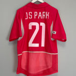 Shop 2002/04 SOUTH KOREA JS PARK #21 *PLAYER ISSUE* HOME SHIRT (M) NIKE, classic football shirts, vintage football shirts & retro soccer jerseys at Cult Kits