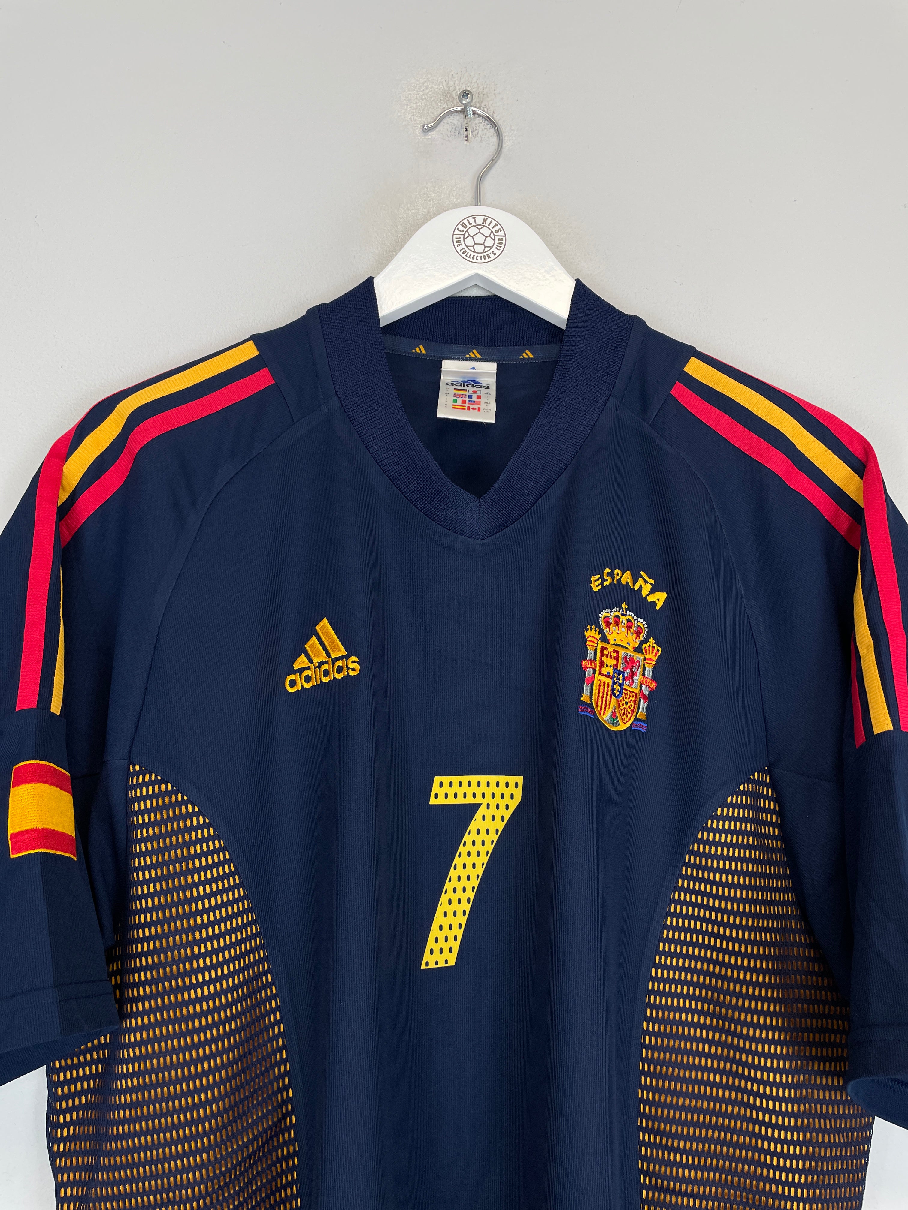 2002/04 SPAIN RAUL #7 THIRD SHIRT (L) ADIDAS FLAG DOTS BADGE CREST ESPANA