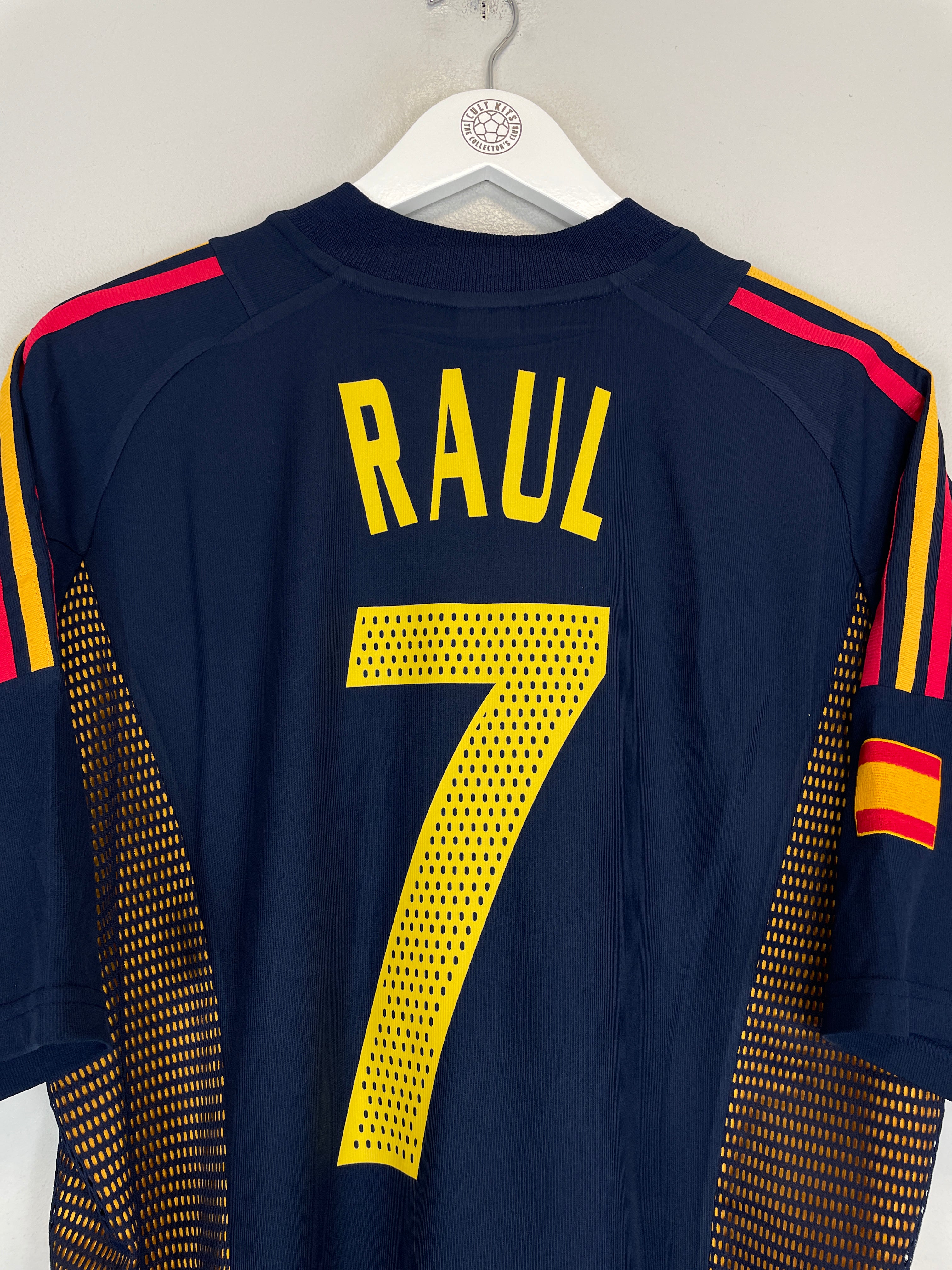 2002/04 SPAIN RAUL #7 THIRD SHIRT (L) ADIDAS NAVY RED YELLOW BACK