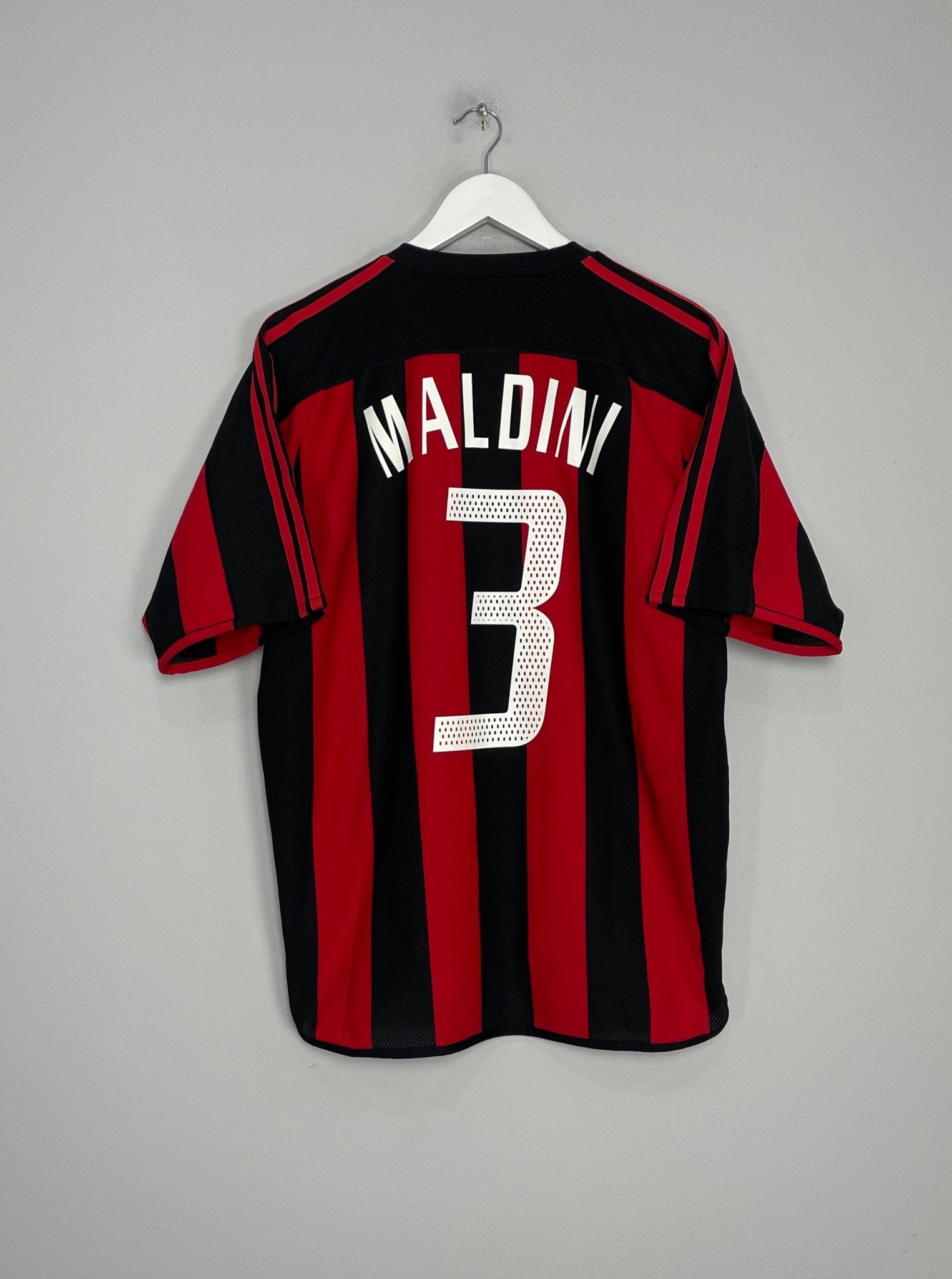 Shop 2003/04 AC MILAN MALDINI #3 *PLAYER ISSUE* HOME SHIRT (M) ADIDAS, classic football shirts, vintage football shirts & retro soccer jerseys at Cult Kits