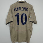 Shop 2003/04 BARCELONA RONALDINHO #10 AWAY SHIRT (XL) NIKE, classic football shirts, vintage football shirts & retro soccer jerseys at Cult Kits