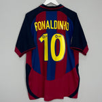 Shop 2003/04 BARCELONA RONALDINHO #10 HOME SHIRT (XL) NIKE, classic football shirts, vintage football shirts & retro soccer jerseys at Cult Kits