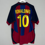 Shop 2003/04 BARCELONA RONALDINHO #10 HOME SHIRT (XL) NIKE, classic football shirts, vintage football shirts & retro soccer jerseys at Cult Kits