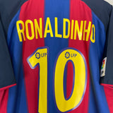 Shop 2003/04 BARCELONA RONALDINHO #10 HOME SHIRT (XL) NIKE, classic football shirts, vintage football shirts & retro soccer jerseys at Cult Kits