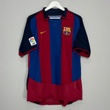 Shop 2003/04 BARCELONA RONALDINHO #80 HOME SHIRT (L) NIKE, classic football shirts, vintage football shirts & retro soccer jerseys at Cult Kits