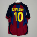 Shop 2003/04 BARCELONA RONALDINHO #80 HOME SHIRT (L) NIKE, classic football shirts, vintage football shirts & retro soccer jerseys at Cult Kits