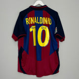 Shop 2003/04 BARCELONA RONALDINHO #80 HOME SHIRT (L) NIKE, classic football shirts, vintage football shirts & retro soccer jerseys at Cult Kits