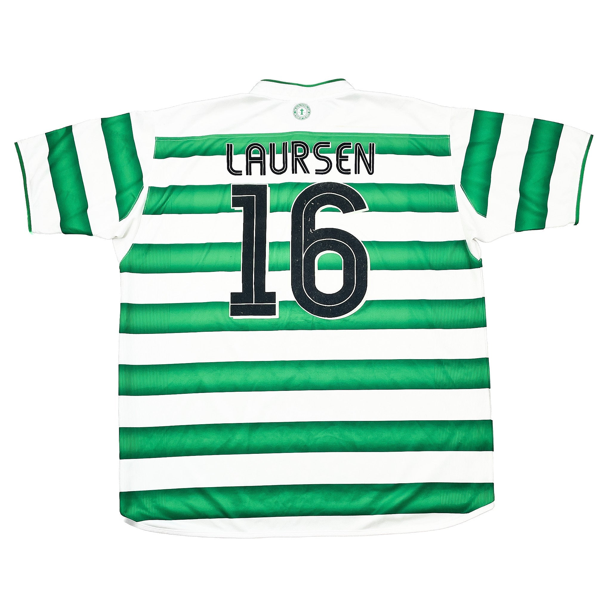 Buy 2003/04 CELTIC LAURSEN 16 *MATCH WORN VS MANCHESTER UNITED* HOME SHIRT (XXL) UMBRO ~ Free worldwide shipping available ~ Authentic Vintage Football Shirts from Cult Kits