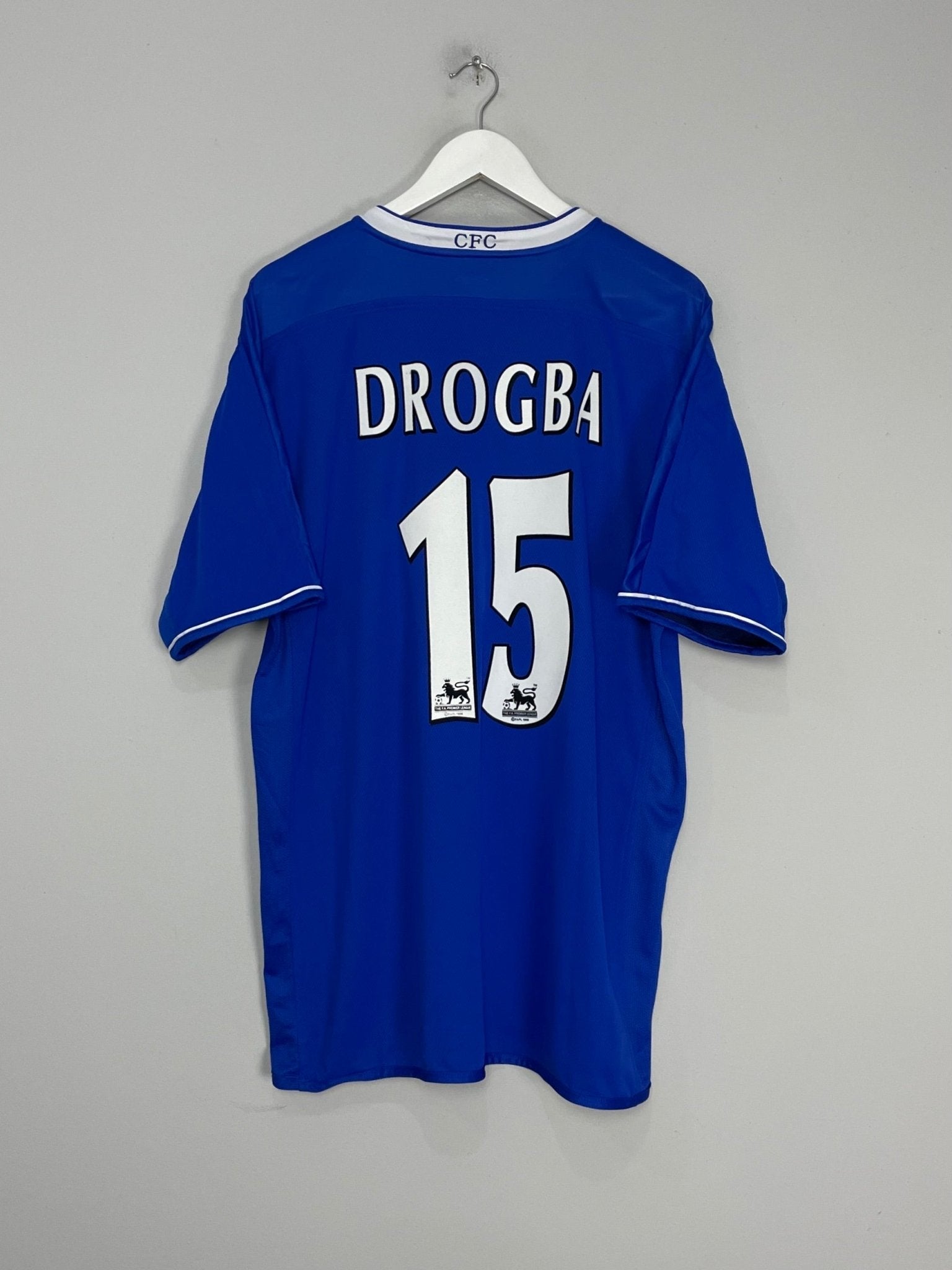 Shop 2003/04 CHELSEA DROGBA #15 HOME SHIRT (XL) UMBRO, classic football shirts, vintage football shirts & retro soccer jerseys at Cult Kits