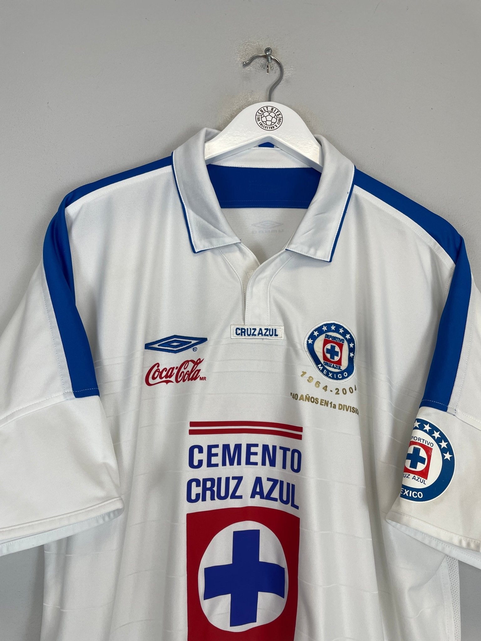 Shop 2003/04 CRUZ AZUL *ANNIVERSARY* AWAY SHIRT (XL) UMBRO, classic football shirts, vintage football shirts & retro soccer jerseys at Cult Kits