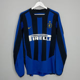 Shop 2003/04 INTER MILAN ADRIANO #10 L/S HOME SHIRT (M) NIKE, classic football shirts, vintage football shirts & retro soccer jerseys at Cult Kits