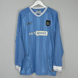 Shop 2003/04 MANCHESTER CITY L/S HOME SHIRT (L) REEBOK, classic football shirts, vintage football shirts & retro soccer jerseys at Cult Kits