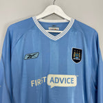 Shop 2003/04 MANCHESTER CITY L/S HOME SHIRT (L) REEBOK, classic football shirts, vintage football shirts & retro soccer jerseys at Cult Kits