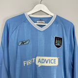 Shop 2003/04 MANCHESTER CITY L/S HOME SHIRT (L) REEBOK, classic football shirts, vintage football shirts & retro soccer jerseys at Cult Kits