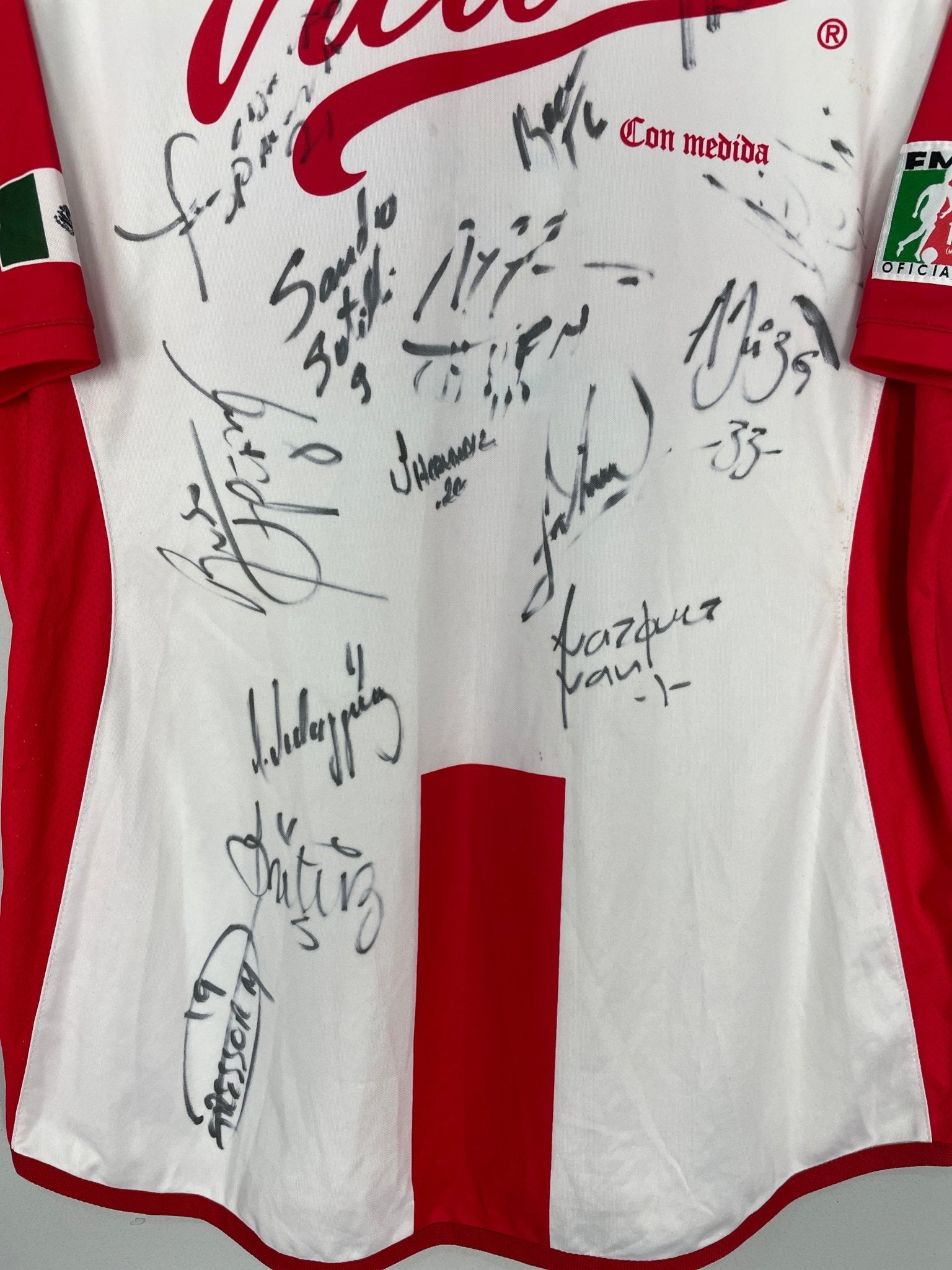Shop 2003/04 NECAXA *SQUAD SIGNED* HOME SHIRT (L) ATLETICA, classic football shirts, vintage football shirts & retro soccer jerseys at Cult Kits