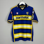 Shop 2003/04 PARMA 90 YEARS HOME SHIRT (L) CHAMPION, classic football shirts, vintage football shirts & retro soccer jerseys at Cult Kits