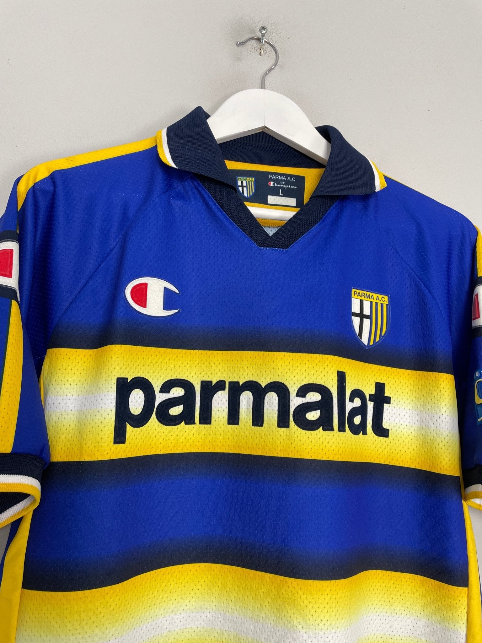 Shop 2003/04 PARMA 90 YEARS HOME SHIRT (L) CHAMPION, classic football shirts, vintage football shirts & retro soccer jerseys at Cult Kits