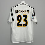 Shop 2003/04 REAL MADRID BECKHAM #23 *PLAYER ISSUE* HOME SHIRT (M) ADIDAS, classic football shirts, vintage football shirts & retro soccer jerseys at Cult Kits