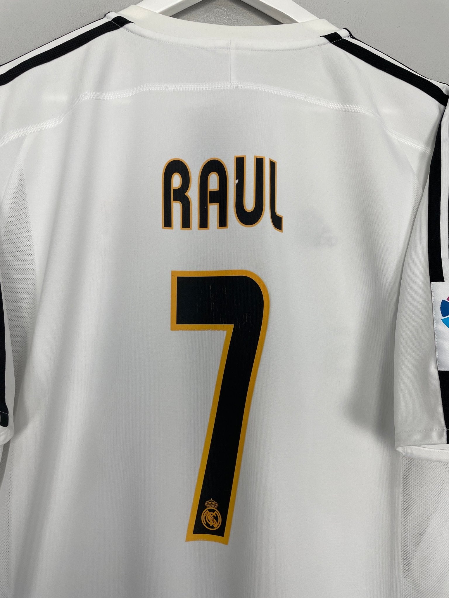 Shop 2003/04 REAL MADRID RAUL #7 HOME SHIRT (L) ADIDAS, classic football shirts, vintage football shirts & retro soccer jerseys at Cult Kits