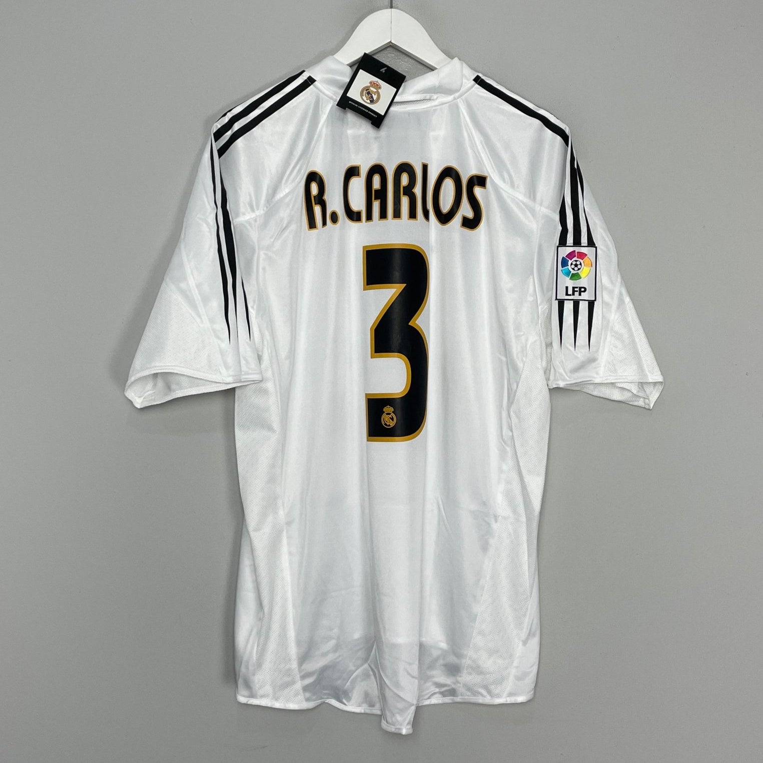 Shop 2003/04 REAL MADRID R.CARLOS #3 *BNWT* HOME SHIRT (XL) ADIDAS, classic football shirts, vintage football shirts & retro soccer jerseys at Cult Kits