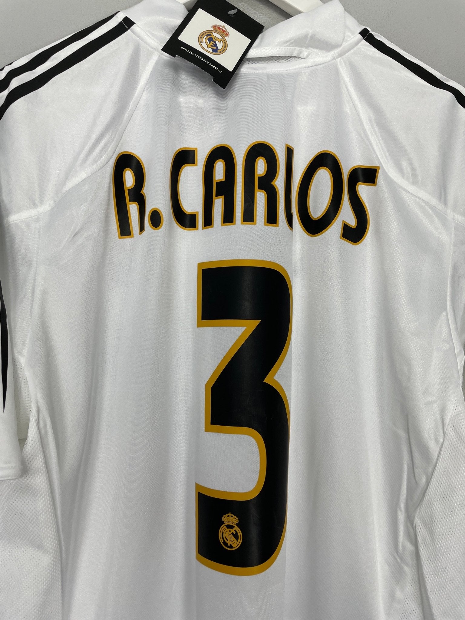 Shop 2003/04 REAL MADRID R.CARLOS #3 *BNWT* HOME SHIRT (XL) ADIDAS, classic football shirts, vintage football shirts & retro soccer jerseys at Cult Kits