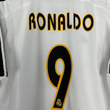 Shop 2003/04 REAL MADRID RONALDO #9 HOME SHIRT (L) ADIDAS, classic football shirts, vintage football shirts & retro soccer jerseys at Cult Kits