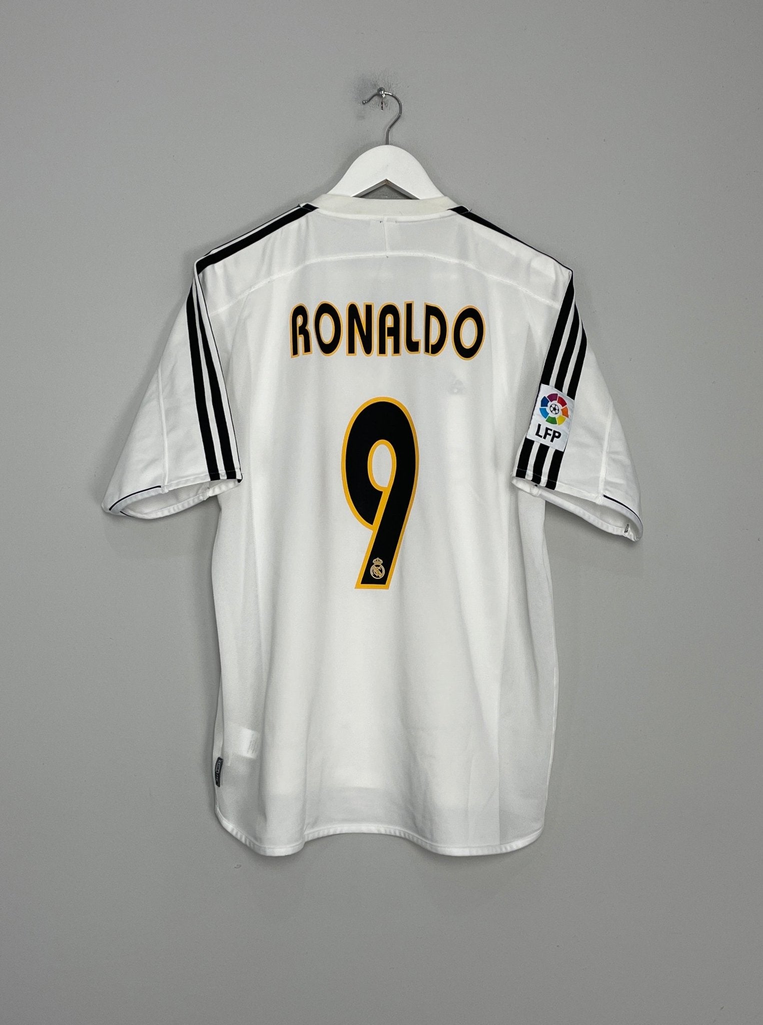 Shop 2003/04 REAL MADRID RONALDO #9 HOME SHIRT (L) ADIDAS, classic football shirts, vintage football shirts & retro soccer jerseys at Cult Kits