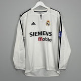 Shop 2003/04 REAL MADRID ZIDANE #5 L/S C/L HOME SHIRT (M) ADIDAS, classic football shirts, vintage football shirts & retro soccer jerseys at Cult Kits