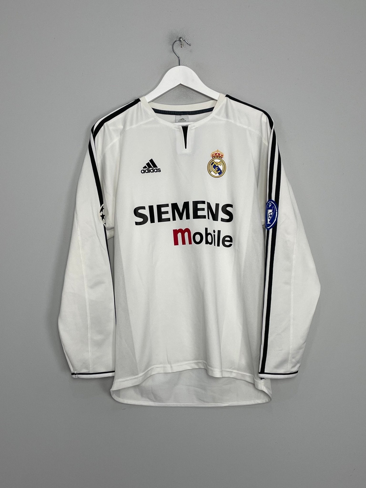 Shop 2003/04 REAL MADRID ZIDANE #5 L/S C/L HOME SHIRT (M) ADIDAS, classic football shirts, vintage football shirts & retro soccer jerseys at Cult Kits