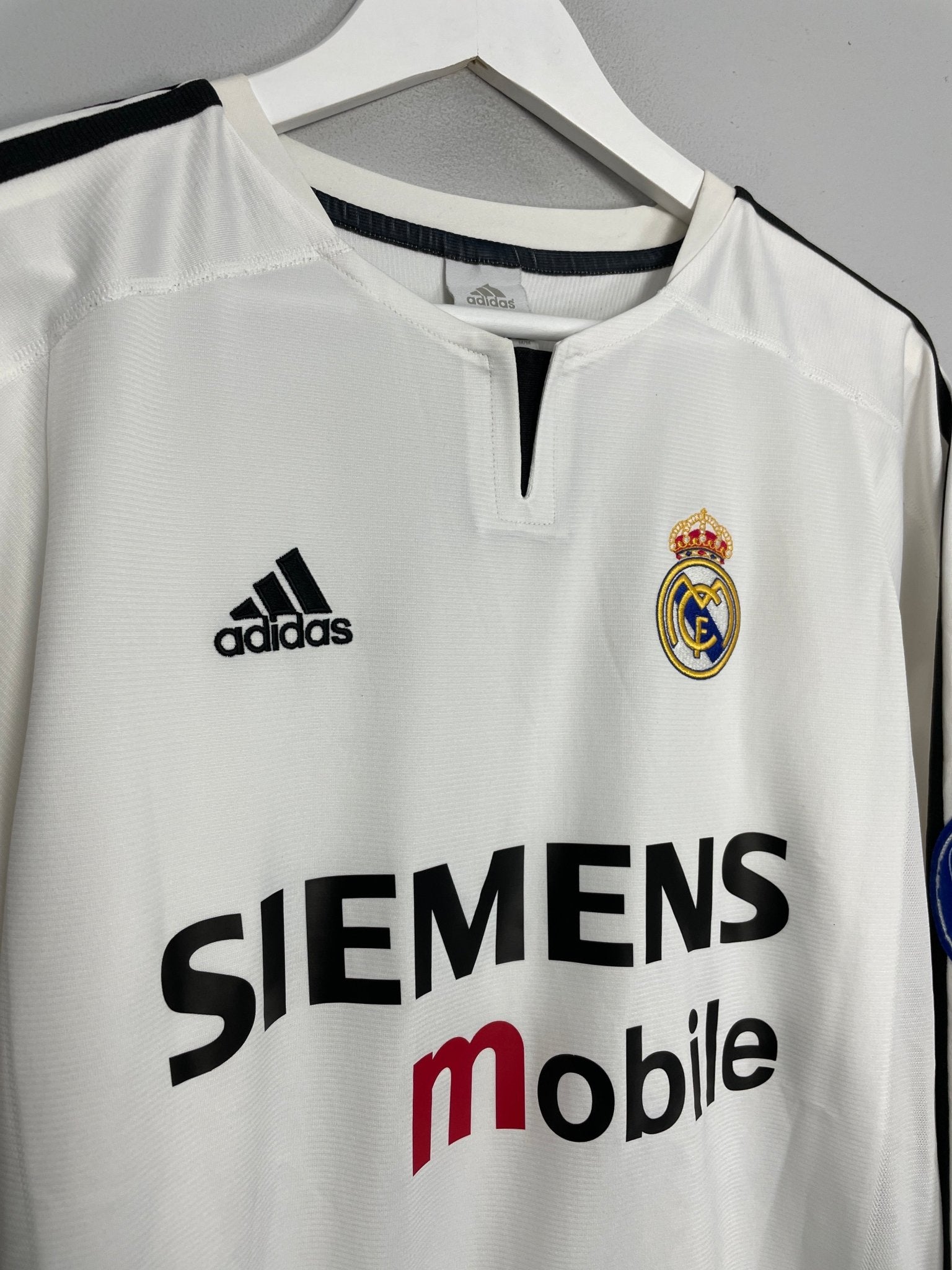 Shop 2003/04 REAL MADRID ZIDANE #5 L/S C/L HOME SHIRT (M) ADIDAS, classic football shirts, vintage football shirts & retro soccer jerseys at Cult Kits
