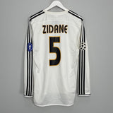 Shop 2003/04 REAL MADRID ZIDANE #5 L/S C/L HOME SHIRT (M) ADIDAS, classic football shirts, vintage football shirts & retro soccer jerseys at Cult Kits