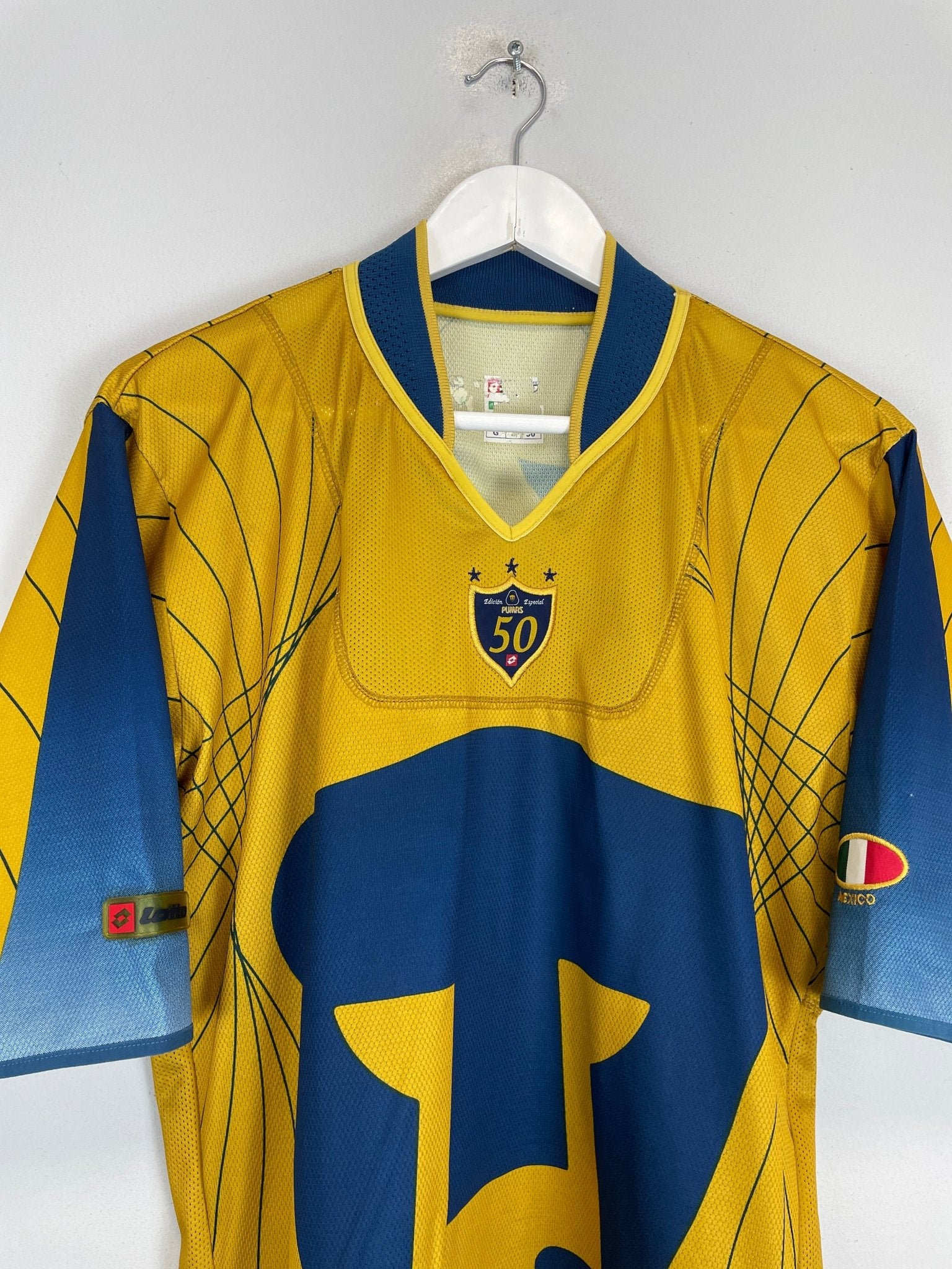 Shop 2003/04 UNAM PUMAS *50 YEARS* HOME SHIRT (L) LOTTO, classic football shirts, vintage football shirts & retro soccer jerseys at Cult Kits
