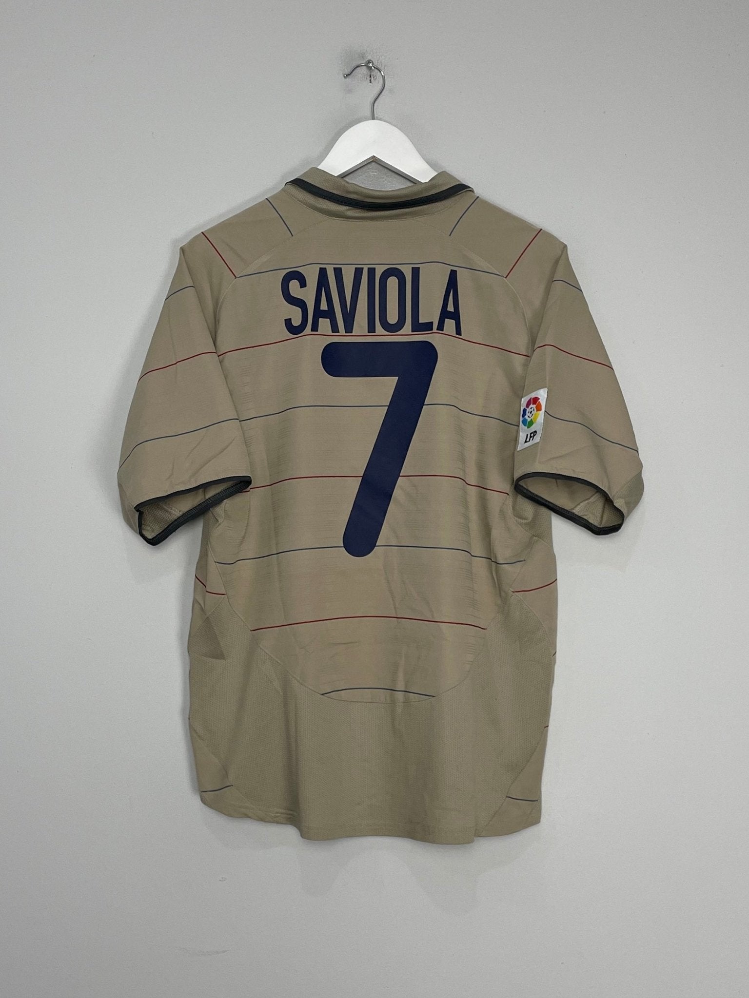 Shop 2003/05 BARCELONA SAVIOLA #7 AWAY SHIRT (M) NIKE, classic football shirts, vintage football shirts & retro soccer jerseys at Cult Kits