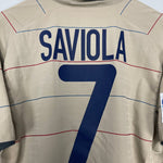 Shop 2003/05 BARCELONA SAVIOLA #7 AWAY SHIRT (M) NIKE, classic football shirts, vintage football shirts & retro soccer jerseys at Cult Kits