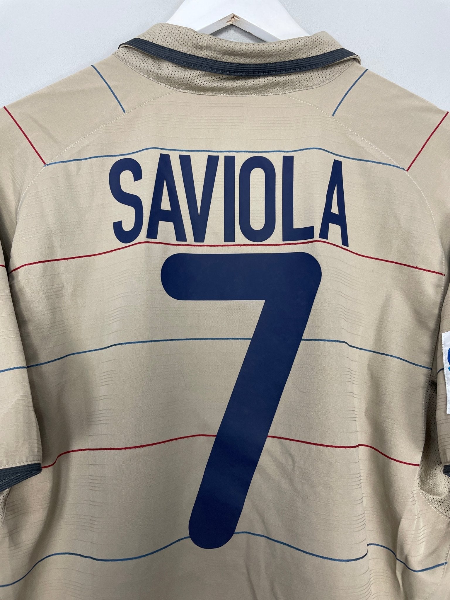 Shop 2003/05 BARCELONA SAVIOLA #7 AWAY SHIRT (M) NIKE, classic football shirts, vintage football shirts & retro soccer jerseys at Cult Kits