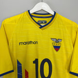Shop 2003/05 ECUADOR AGUINAGA #10 HOME SHIRT (L) MARATHON, classic football shirts, vintage football shirts & retro soccer jerseys at Cult Kits