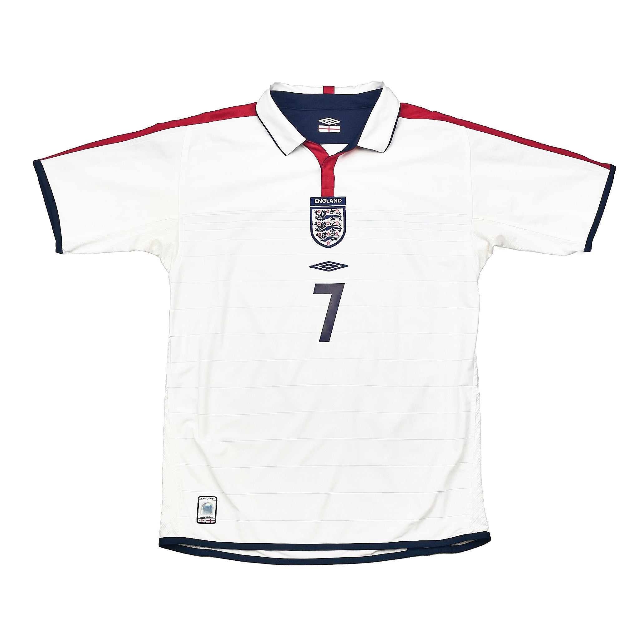 Buy 2003/05 England Beckham 7 Home Shirt (M) Umbro ~ Free worldwide shipping available ~ Authentic Vintage Football Shirts from Cult Kits