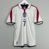 Shop 2003/05 ENGLAND BECKHAM #7 HOME SHIRT (M) UMBRO, classic football shirts, vintage football shirts & retro soccer jerseys at Cult Kits