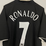 Shop 2003/05 MANCHESTER UNITED RONALDO #7 *STAND UP TO RACISM* AWAY SHIRT (M) NIKE, classic football shirts, vintage football shirts & retro soccer jerseys at Cult Kits