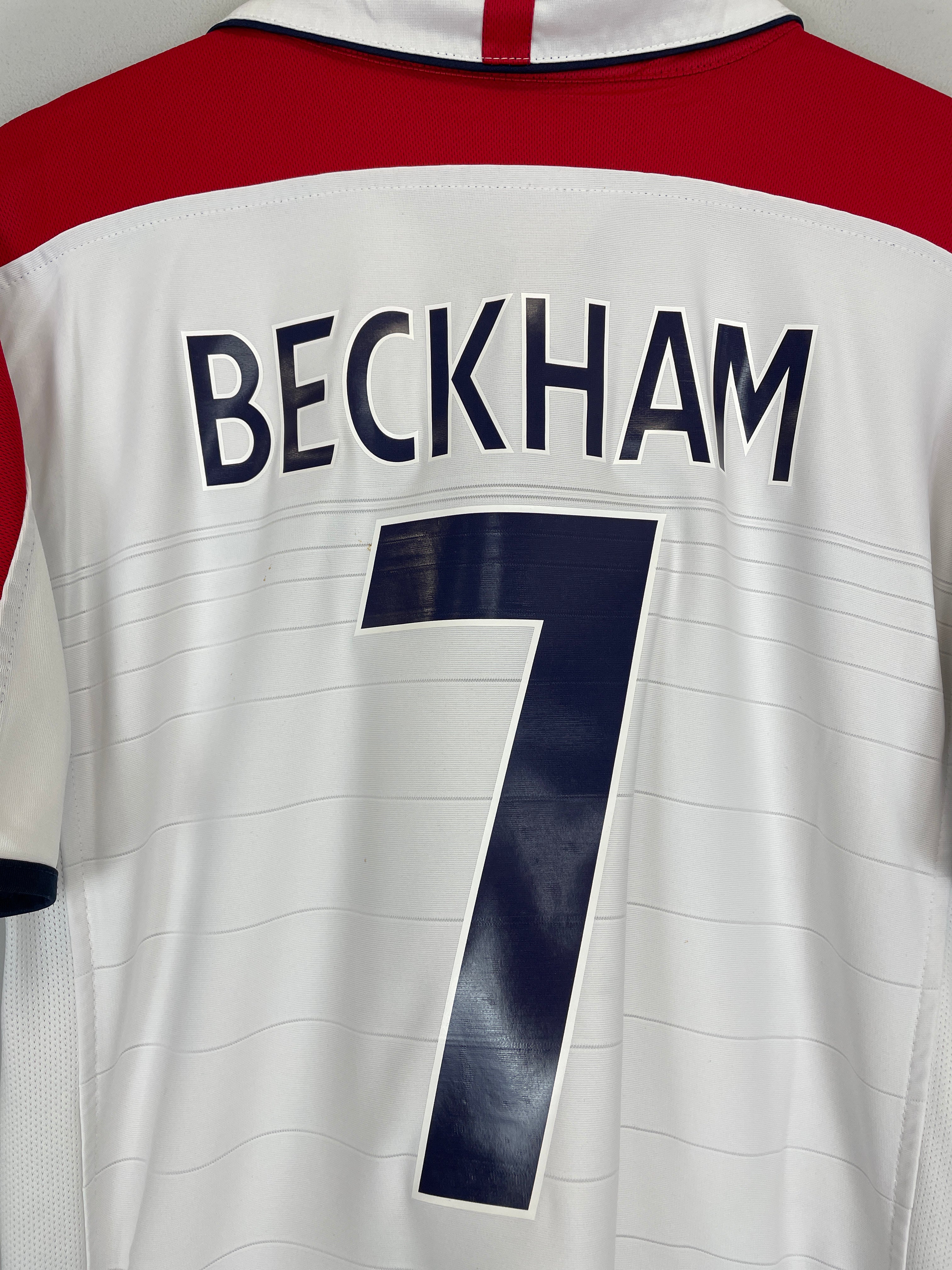 2003/05 ENGLAND BECKHAM #7 HOME SHIRT (L) UMBRO BACK RED WHITE