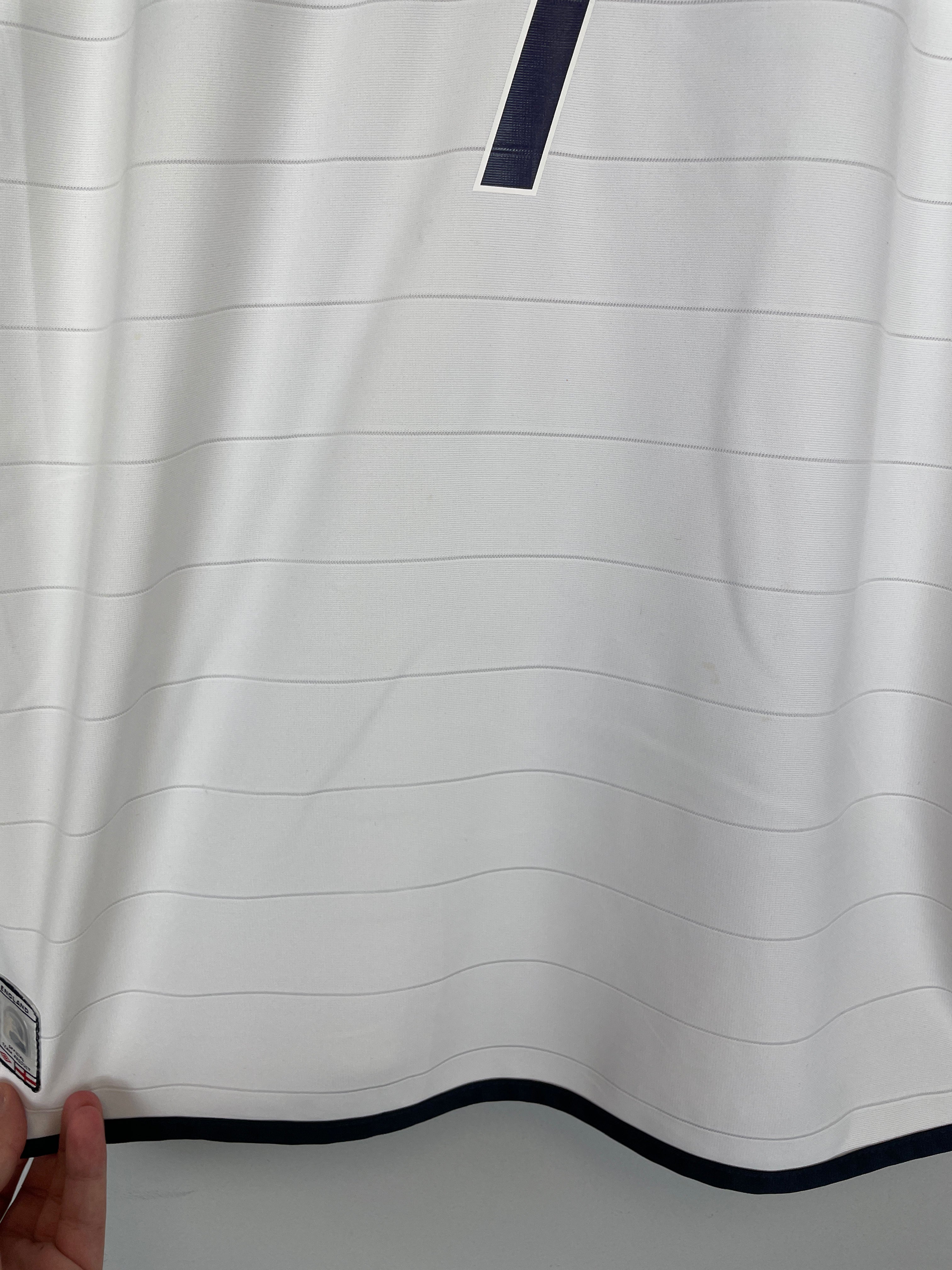 2003/05 ENGLAND BECKHAM #7 HOME SHIRT (L) UMBRO STRIPES PATCH NAVY