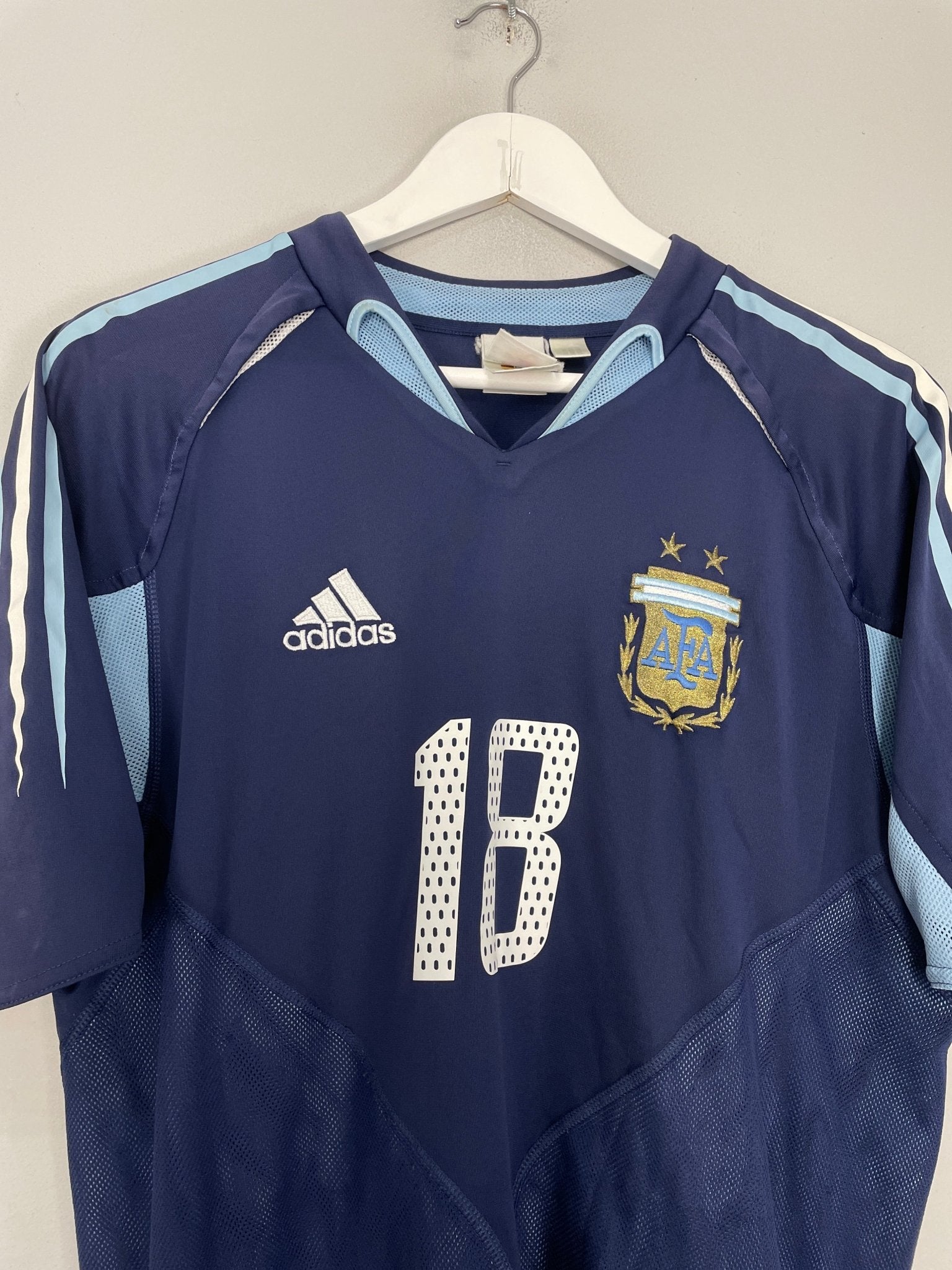 Shop 2004/05 ARGENTINA MESSI #18 AWAY SHIRT (M) ADIDAS, classic football shirts, vintage football shirts & retro soccer jerseys at Cult Kits